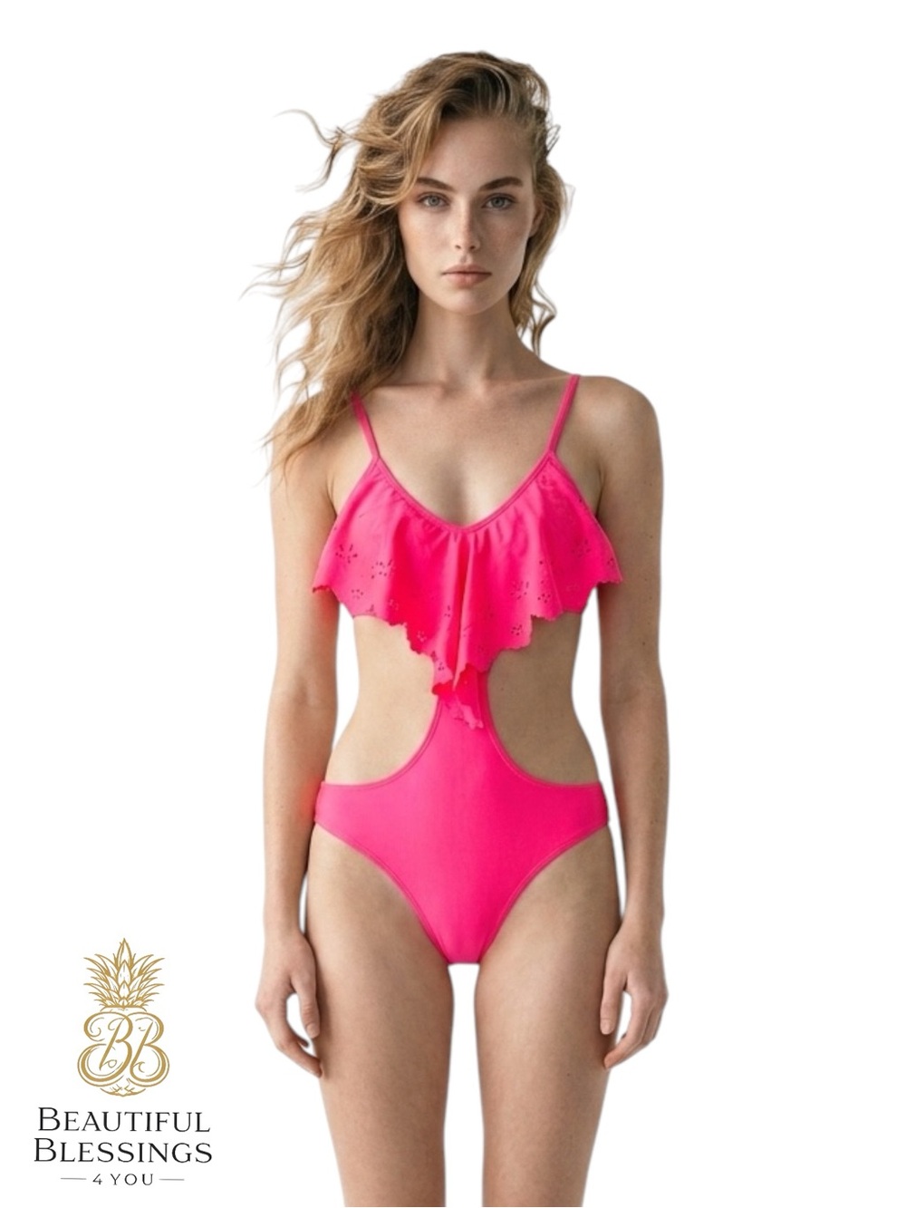 NWT Biki USA Laser Cut Monokini Hot Pink Swimsuit - Small
